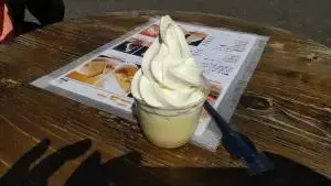 alt="レストハウスやまなみのプリンソフトクリーム”