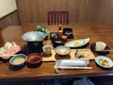 alt="秀月の九重夢ポークのしゃぶしゃぶ朝食"