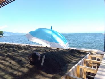 alt="別府海浜砂湯から別府湾を望む”